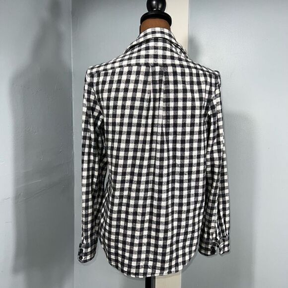 The Rail, Black & White Checked Button Up Plaid Flannel Shirt Jacket, Size Small - Picture 4 of 9